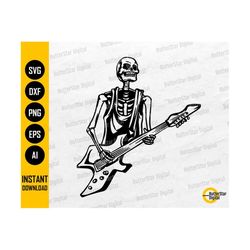 Guitarist Skeleton SVG | Punk Rock SVG | Guitar SVG | Death Heavy Metal Rocker Play | Cutfile Cuttable Clipart Vector Di