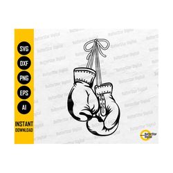 Hanging Boxing Gloves SVG | Boxer SVG | Boxing Wall Art Decor Graphic | Cricut Silhouette Cutting File Clipart Vector Di