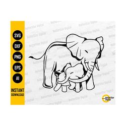 Mama Elephant SVG | Baby Elephant SVG | Parents Shirt Design Decal | Cricut Cutting File Cut Printable Clipart Vector Di