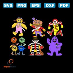 Retro fast food characters SVG, easy cut file for Cricut, Layered by colour