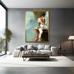 Flower Woman Print, Print Painting, Sexy Woman Wall Art, Nude Woman Poster, Silhouette Woman Art