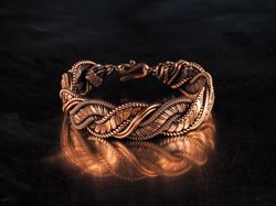 Unique copper wire wrapped bracelet Statement bangle Copper jewelry by Wire Wrap Art Handmade 7th 22nd Anniversary gift