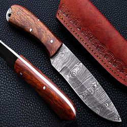 Top quality Handmade Damascus steel fixed blade hunting skinner knife, best gift for men, gift for friend, Gift for him