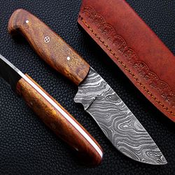 Top quality Handmade Damascus steel fixed blade hunting skinner knife, best gift for men, gift for friend, Gift for him