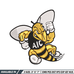 AIC Yellow Jackets embroidery design, AIC Yellow Jackets embroidery, logo Sport, Sport embroidery, NCAA embroidery.