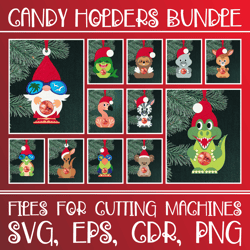 Tropical Christmas | Ornament for tree | Candy Holder bundle | Paper Craft Templates SVG | Sucker holder Bundle