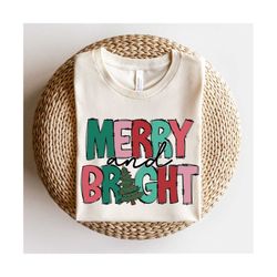 Christmas png, Merry And Bright png, Retro Christmas png, Christmas Sublimation, Sublimation Design, png sublimation, pn