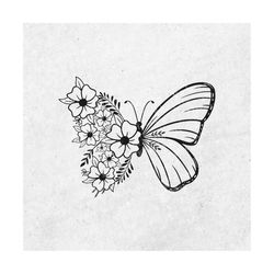 Floral Butterfly Svg Png, Butterfly flowers wing svg, Flower Line Art Butterfly Svg, files for Cricut Silhouette, flower