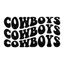 Cowboys Wavy Stacked Svg, Go Cowboys Svg, Cowboys Team, Retro Vintage Groovy Font. Vector Cut file Cricut, Silhouette, S