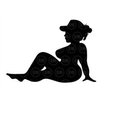 Thick Curvy Mudflap Girl with Cap Svg, Messy Bun Chubby Trucker Girl Svg. Vector Cut file Cricut, Silhouette, Pdf Png Dx
