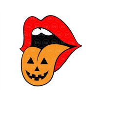 Lips and Tongue Svg, Halloween Pumpkin Face Svg, Sexy Mouth Svg. Vector Cut file Cricut, Silhouette, Sticker, Decal, Ste