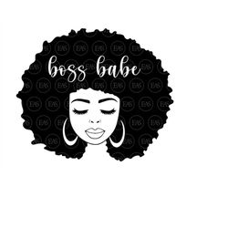Boss Babe Svg, Afro Girl Svg, Afro Woman Svg, Boss Lady, Black Queen. Vector Cut file Cricut, Silhouette, Pdf Png Dxf Ep