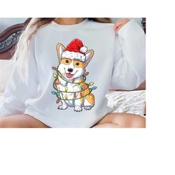 Corgi Dog Santa Christmas Lights Shirt, Corgi Christmas Shirt, Dog Christmas Shirt, Puppy Lover Shirt, Mickey's Very Mer