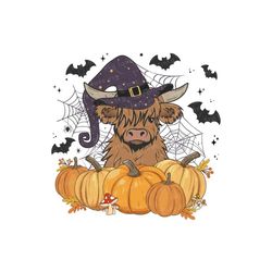 Baby Highland Cow Witch PNG, halloween cow png, moo cow png, halloween png, sublimation png, png for shirts, boo png, Mo
