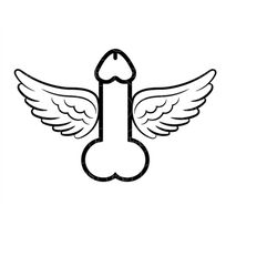 Winged Penis Svg, Penis with Wings Svg, Flying Penis, Angel Penis. Vector Cut file Cricut, Silhouette, Sticker, Decal, P