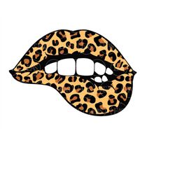 Leopard Lips Svg, Lips Bite Svg, Leopard Print Svg. Vector Cut file Cricut, Silhouette, Sticker, Decal, Vinyl, Stencil,
