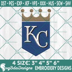 KC Royals Embroidery Designs, MLB Logo Embroidered, Royals Baseball Embroidery Designs, MLB Embroidery Designs, MLB