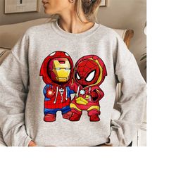 Marvel Spider-man And Iron Man Cosplay Friends Costume T-shirt, Marvel Family Party Gift, Disneyland Marvel Matching Shi