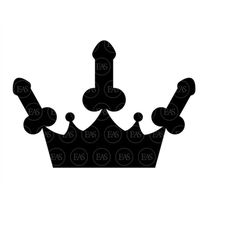 Penis Crown Svg, King Crown Svg, Funny Erotic Art. Cut file for Cricut, Silhouette, Sticker, Decal, Vinyl, Stencil, Pin,