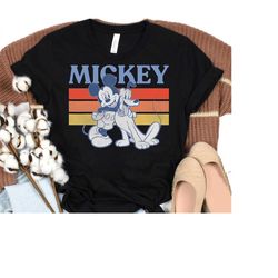 Disney Mickey and Friends Mickey And Pluto Retro Line T-Shirt, Disney Besties Squad Shirt, Disney Birthday Party,Disneyl