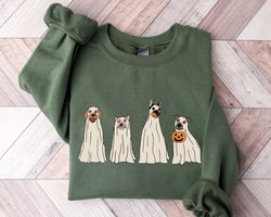 Halloween Sweatshirt, Halloween Ghost Dog Hoodie, Halloween Dog Sweatshirt, Ghost Dog Shirt, 2023 Happy Halloween, Retro