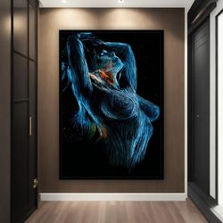 Abstract Woman Body Canvas Painting, Abstract Wall Decor, Girl Framed Canvas Wall Art-1