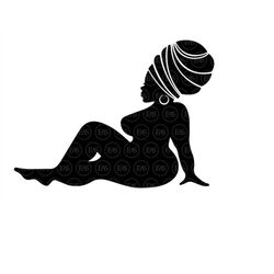 Thick Curvy Afro Girl Svg, African Headwrap Svg, Chubby Woman Svg. Vector Cut file Cricut, Silhouette, Pdf Png Dxf Eps,