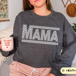 Checkered Mama Sweatshirt, Varsity Mama Crewneck, Mom Gift, Mothers Day Gift, Mom Sweatshirt, Trendy Mama Sweatshirt, Gi