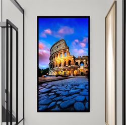 Colosseum Landscape Canvas Painting, Colosseum Wall Poster, Colosseum Wall Art, Italy Wall Decor