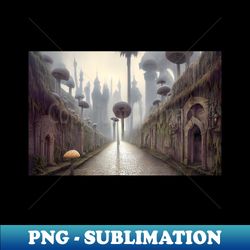 Ancient Mushroom City - Decorative Sublimation PNG File - Unleash Your Inner Rebellion