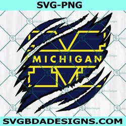 Michigan Wolverines Ripped Claw SVG, NCAA Mascot University College Svg, NCAA Ripped Claw Svg, NCAA Logo SVG