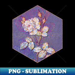White Misty Rose Floral Rainbow Mosaic on Veri Peri - PNG Transparent Sublimation File - Stunning Sublimation Graphics