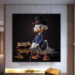 Gold And Duck Canvas Wall Art, Graffiti Duck Art, Fashion Cartoon Pictures, Modern Canvas Art, Home Decoration, Wall Han