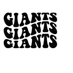Giants Wavy Stacked Svg, Go Giants Svg, Giants Team, Retro Vintage Groovy Font. Vector Cut file Cricut, Silhouette, Pdf