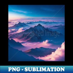 A View of a High Altitude Landscape with a Layer of Clouds Resembling a Vast Sea Ai Generated Art - Chic Sublimation Digital Download - Fashionable and Fearless