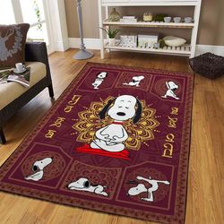 Snoopy Yoga Rug Carpet Mat All Over Print Area Rug For Living Room Bedroom Rug Home Decor