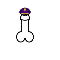 Penis Svg with Police Hat Svg. Cut file for Cricut, Silhouette, Sticker, Decal, Vinyl, Stencil, Pin, Pdf Png Dxf Eps.