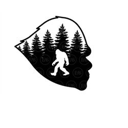 Bigfoot Head Svg in Woods Svg, Big Foot Svg, Yeti Svg, Sasquatch Svg. Vector Cut file Cricut, Silhouette, Sticker, Decal