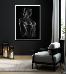 Black Woman Print, Print Painting, Sexy Woman Wall Art, Nude Woman Poster, Silhouette Woman Art