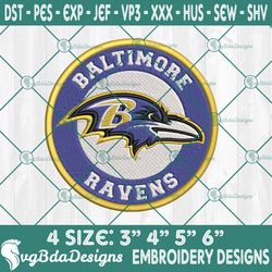 Baltimore Ravens Logo Embroidery Designs, NFL Team Logo Embroidered, Ravens Football Embroidery Designs