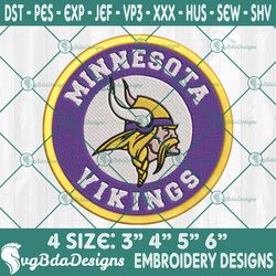 Minnesota Vikings Logo Embroidery Designs, NFL Team Logo Embroidered, Vikings Football Embroidery Designs, Football Team