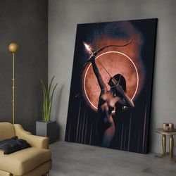 Nude Mature Woman Painting, Sexy Wall Art,-1