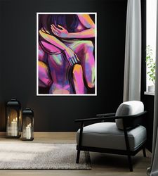 Sexy Naked Woman Print Love Art, Erotic Wall Art Woman Body Shape Prints, Sexy Woman Body Poster Bedroom Living Room Art