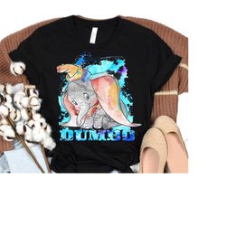 Disney Dumbo Watercolor Portrait T-Shirt, Cute Dumbo Shirt, Disneyland WDW Trip Family Matching Outfits, Magic Kingdom S