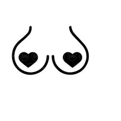 Heart Nipples Svg, Boobs Svg. Vector Cut file for Cricut, Silhouette, Sticker, Decal, Vinyl, Stencil, Pin, Pdf Png Dxf E