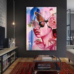 Woman With Her Back Turned Canvas Painting, Erotic Woman Art