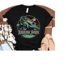 Jurassic Park Retro Darken Color Circle Logo T-Shirt, Jurassic World Dinosaur T-Rex Shirt, Magic Kingdom, Disneyland Tri
