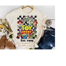 Disney Toy Story Est 1995 Checkerboard Poster T-Shirt, Toy Story Group Shot Shirt, Disneyland Family Party Gift 2023, WD