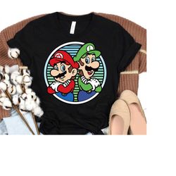Nintendo Super Mario Cute Mario Luigi Back To Back T-Shirt, Classic Mario Vintage Shirt, Magic Kingdom, Disneyland WDW T
