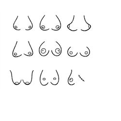 Hand Drawn Boobs Svg. Tits Svg, Boobies Svg. Vector Cut file for Cricut, Silhouette, Sticker, Decal, Vinyl, Stencil, Pdf